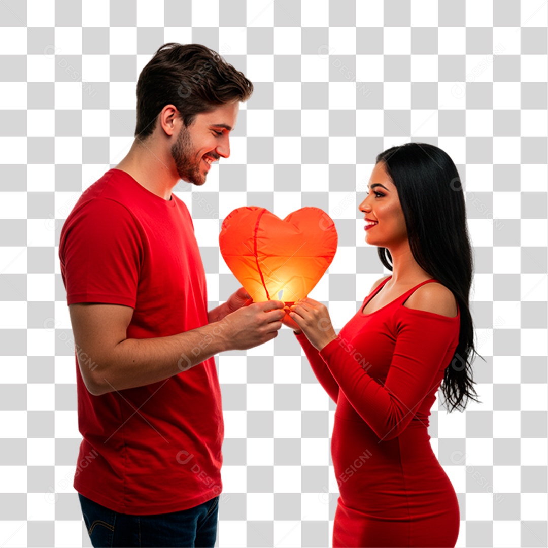 Casal Segurando Coração PNG Transparente