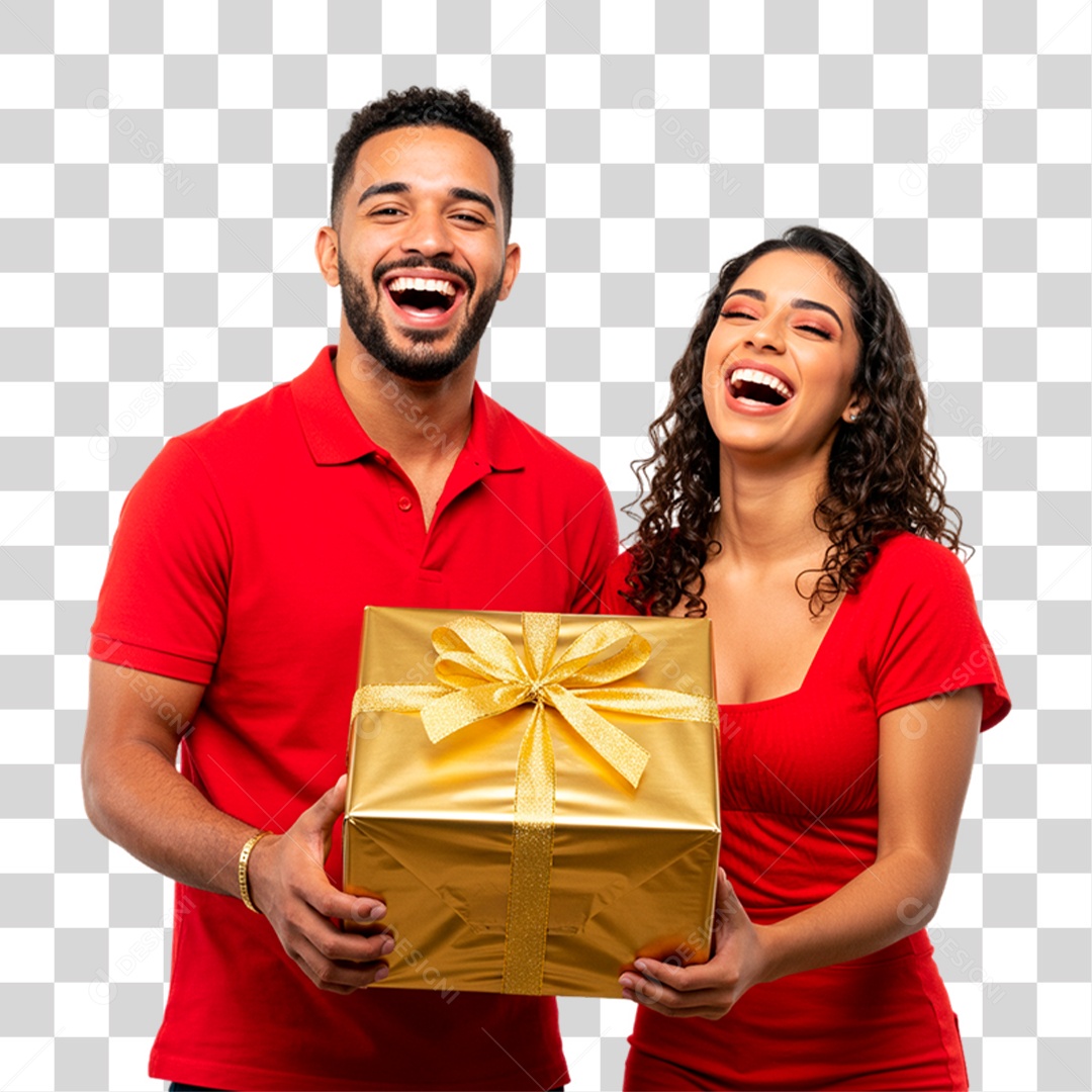 Casal Segurando Presente PNG Transparente