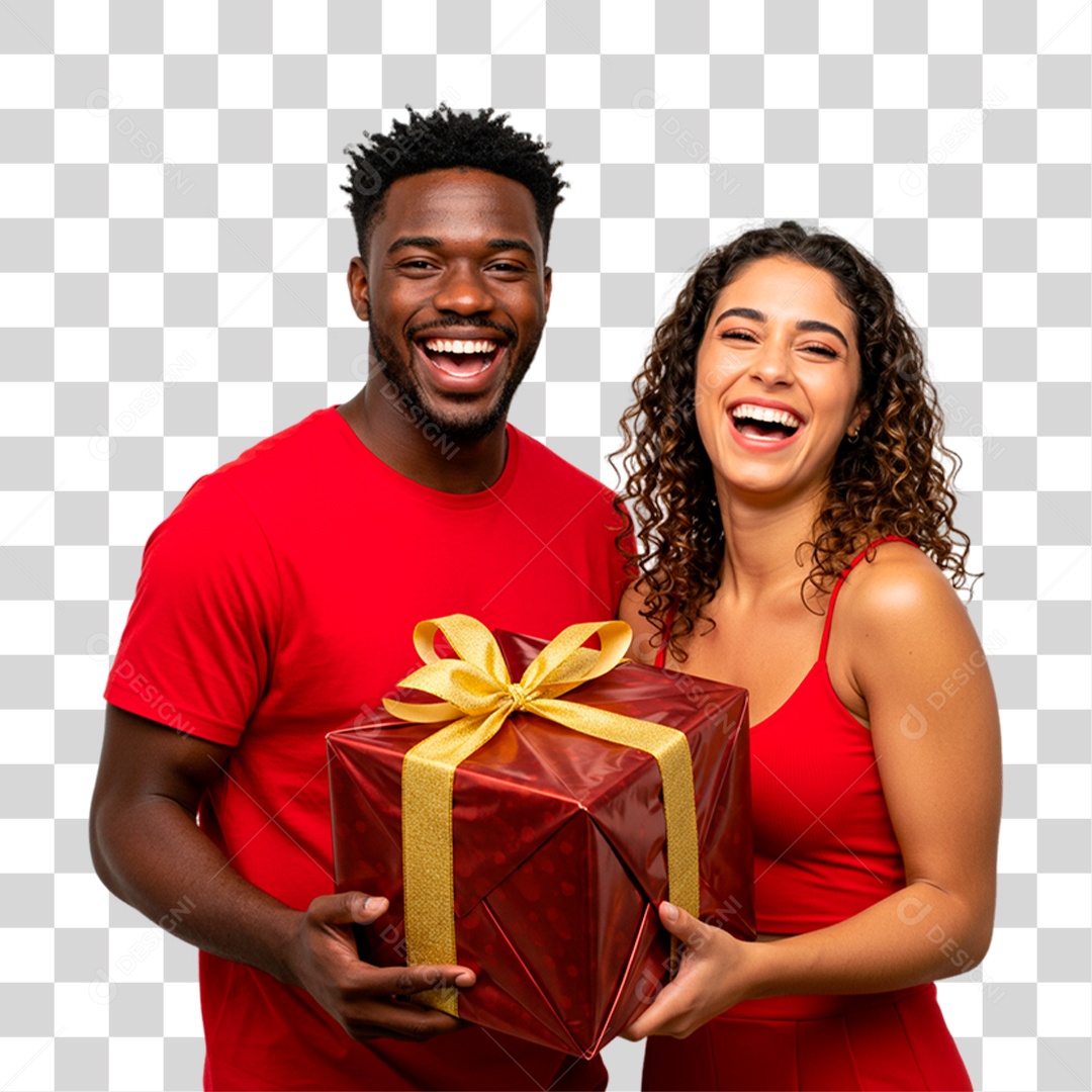 Casal Segurando Presente PNG Transparente