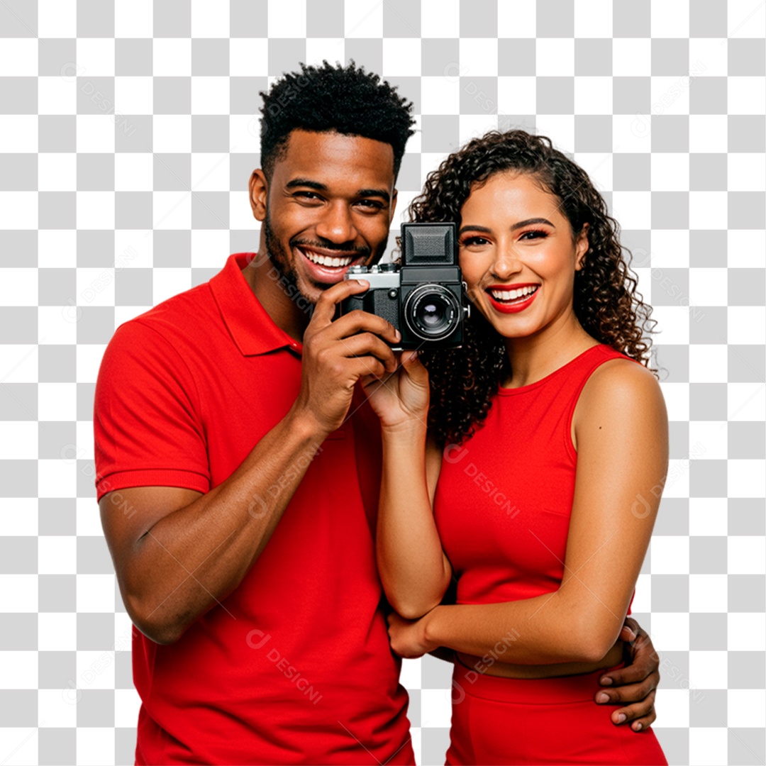Casal Segurando Câmera PNG Transparente