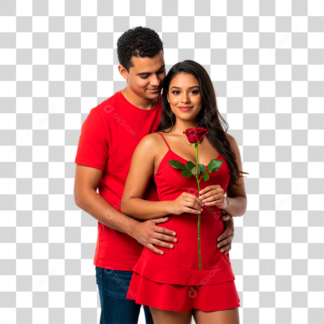 Casal Segurando Flor PNG Transparente