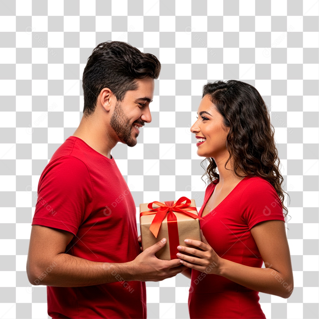 Casal Segurando Presente PNG Transparente