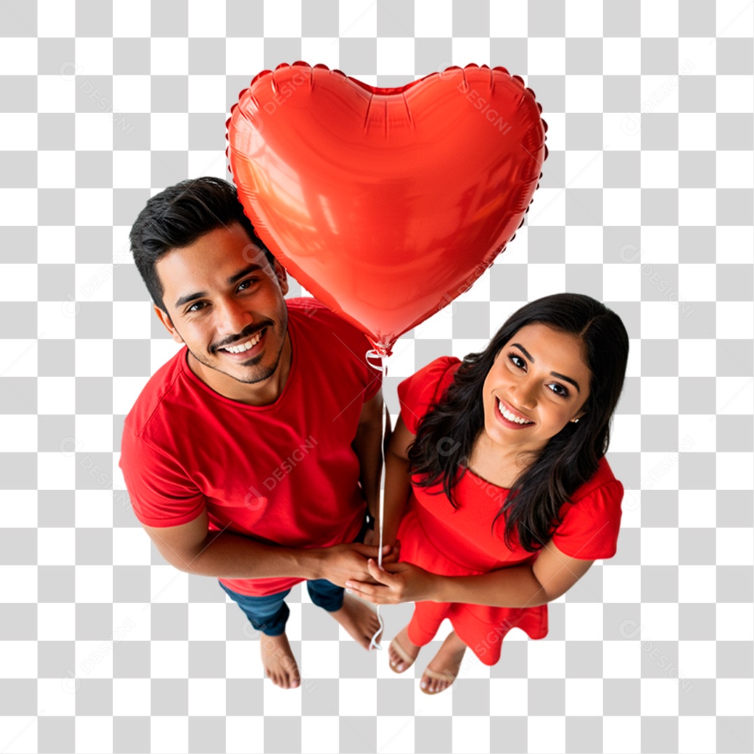 Casal Segurando Balão PNG Transparente
