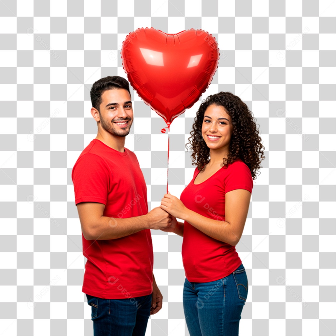 Casal Segurando Balão PNG Transparente