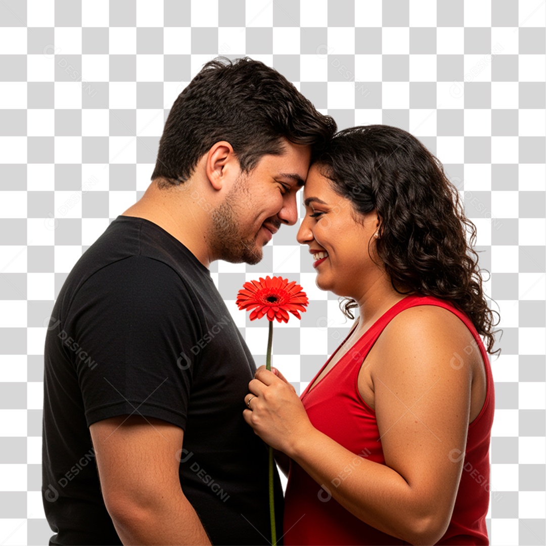 Casal Segurando Flor PNG Transparente