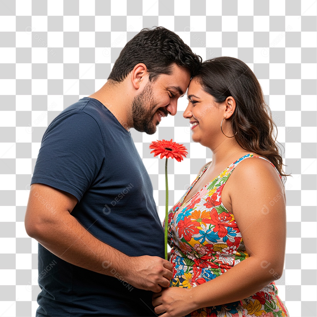Casal Segurando Flor PNG Transparente