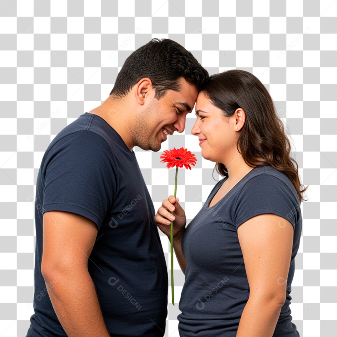 Casal Segurando Flor PNG Transparente