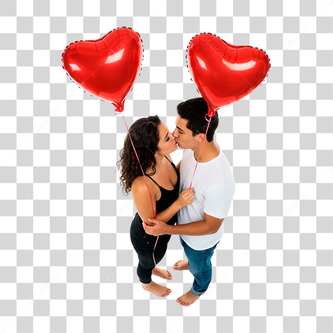 Casal com Balões PNG Transparente