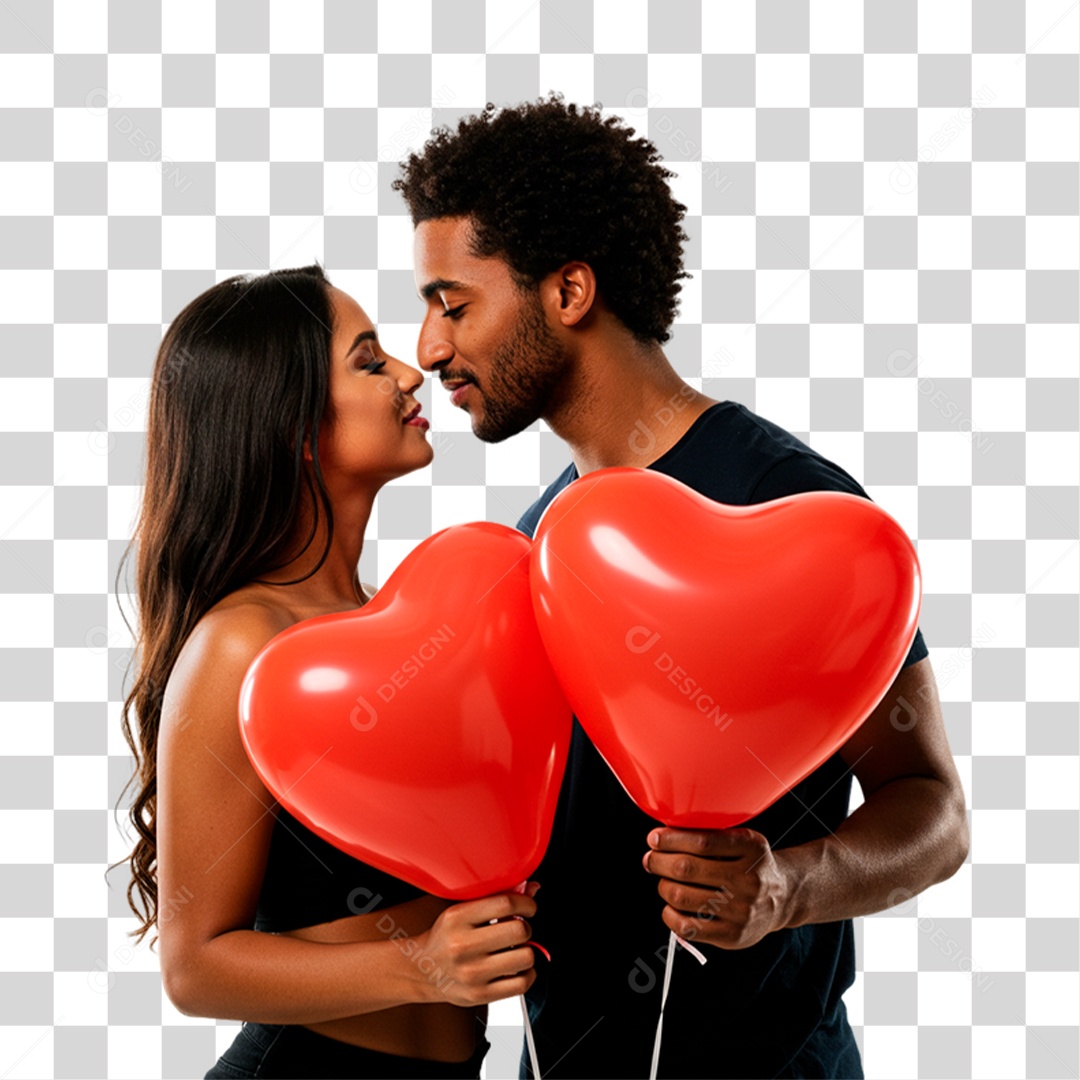 Casal com Balões PNG Transparente