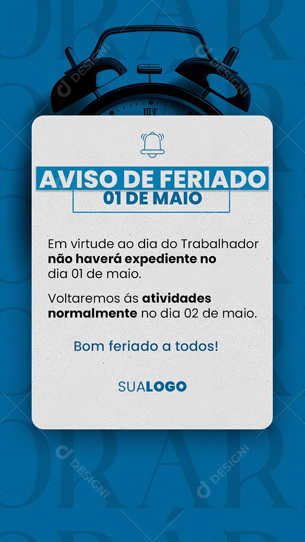 Aviso de Feriado Dia Do Trabalhador 01 de Maio Social Media PSD Editável
