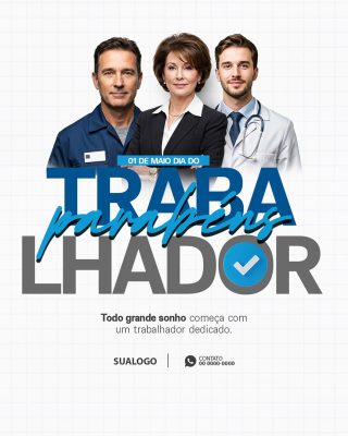 Dia Do Trabalhador 01 de Maio Social Media PSD Editável