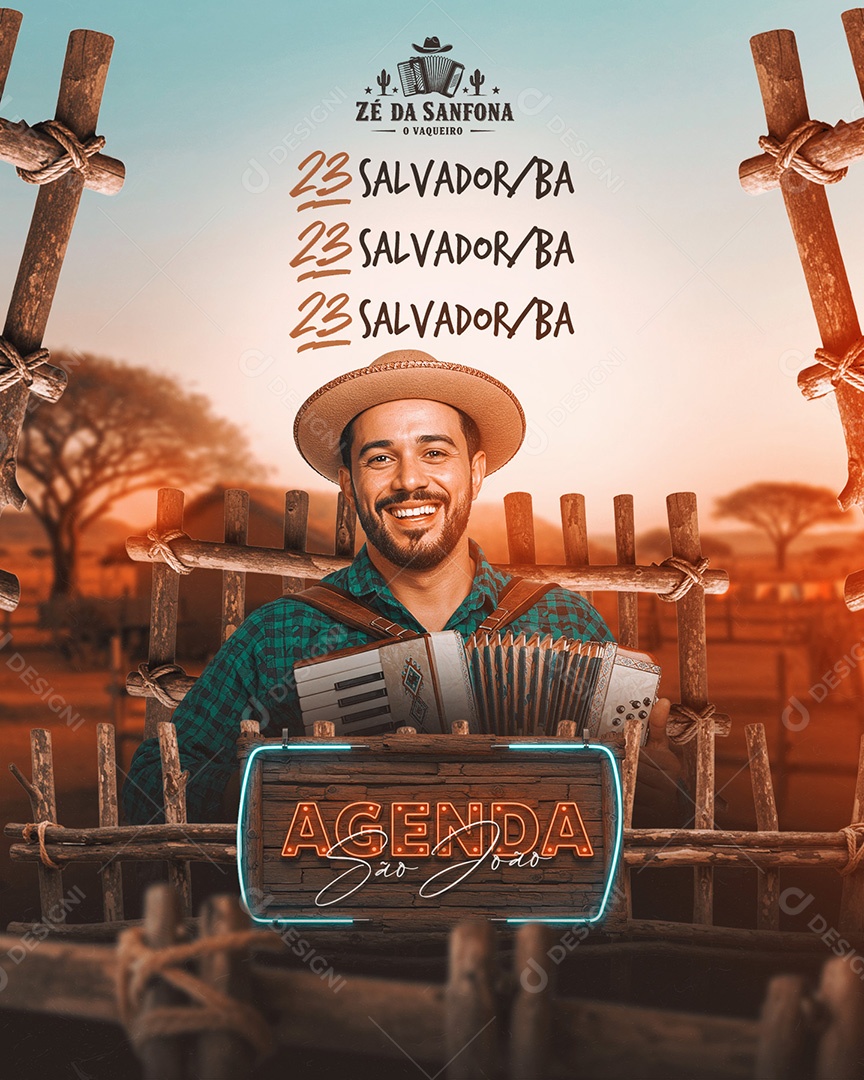 Flyer Agenda São João Social Media Feed PSD Editável