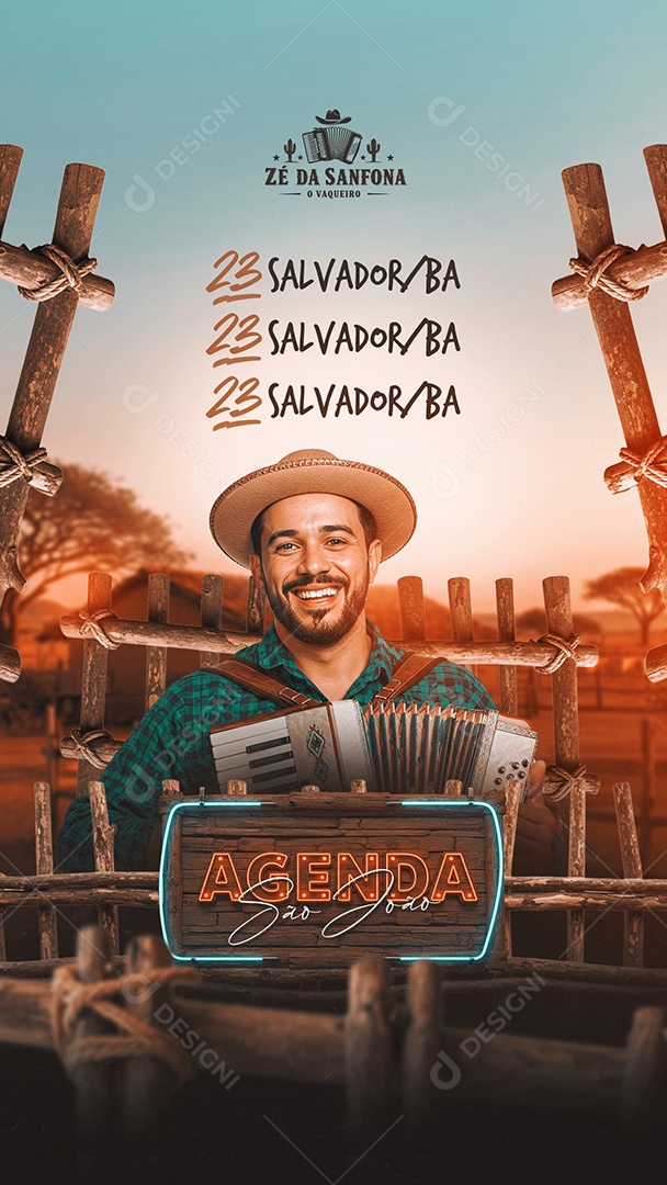 Flyer Agenda São João Social Media Story PSD Editável