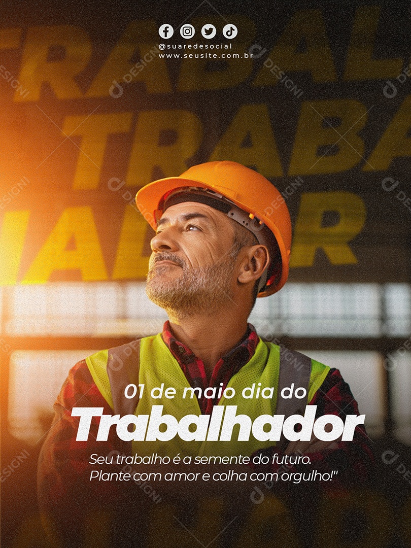 Dia Do Trabalhador 01 de Maio Social Media PSD Editável