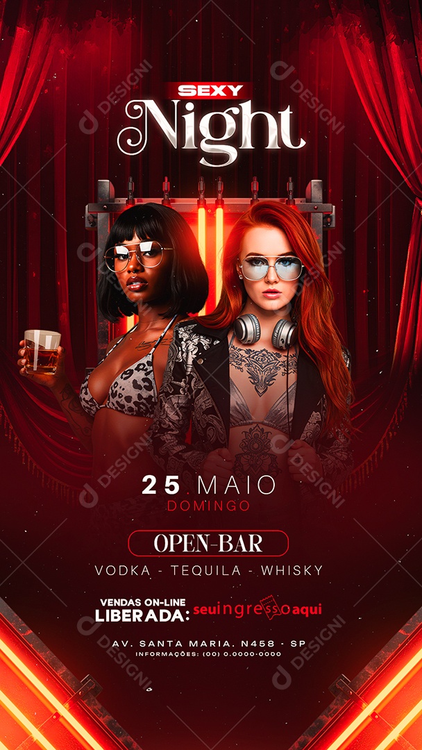 Story Flyer Sexy Night Social Media PSD Editável