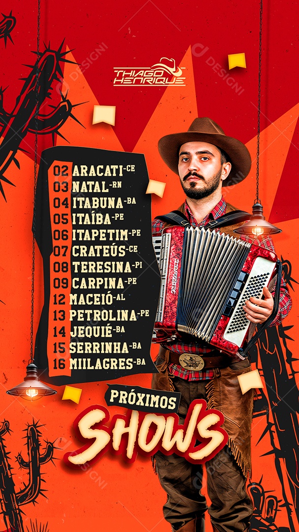 Story Flyer Próximos Shows São João Social Media PSD Editável