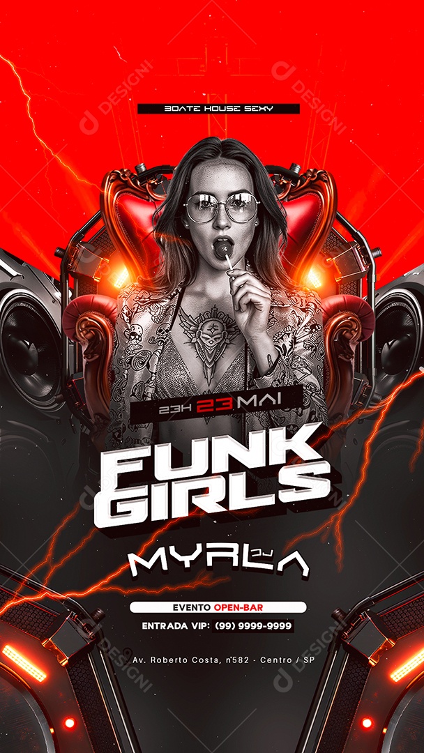 Story Flyer Funk Girls DJ Myrla Social Media PSD Editável