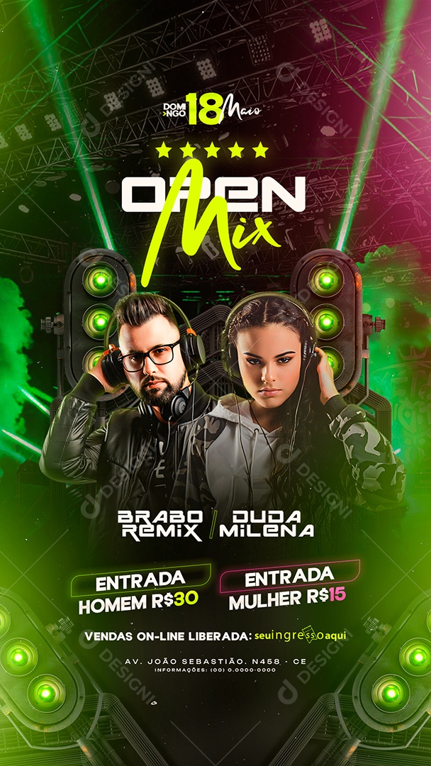 Story Flyer Open Mix Social Media PSD Editável