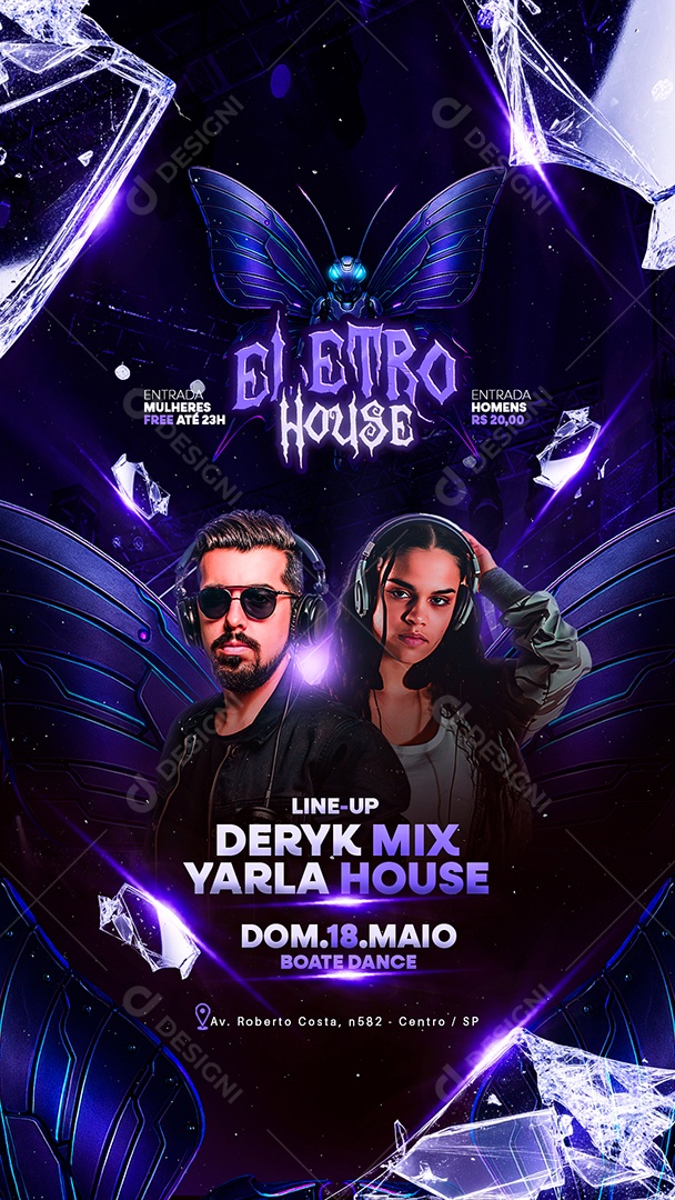 Story Flyer Eletro House Social Media PSD Editável