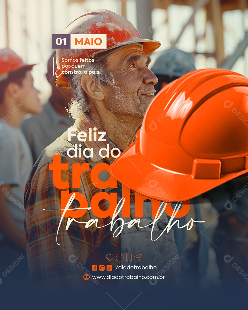 Feliz Dia Do Trabalhador 01 de Maio Social Media PSD Editável