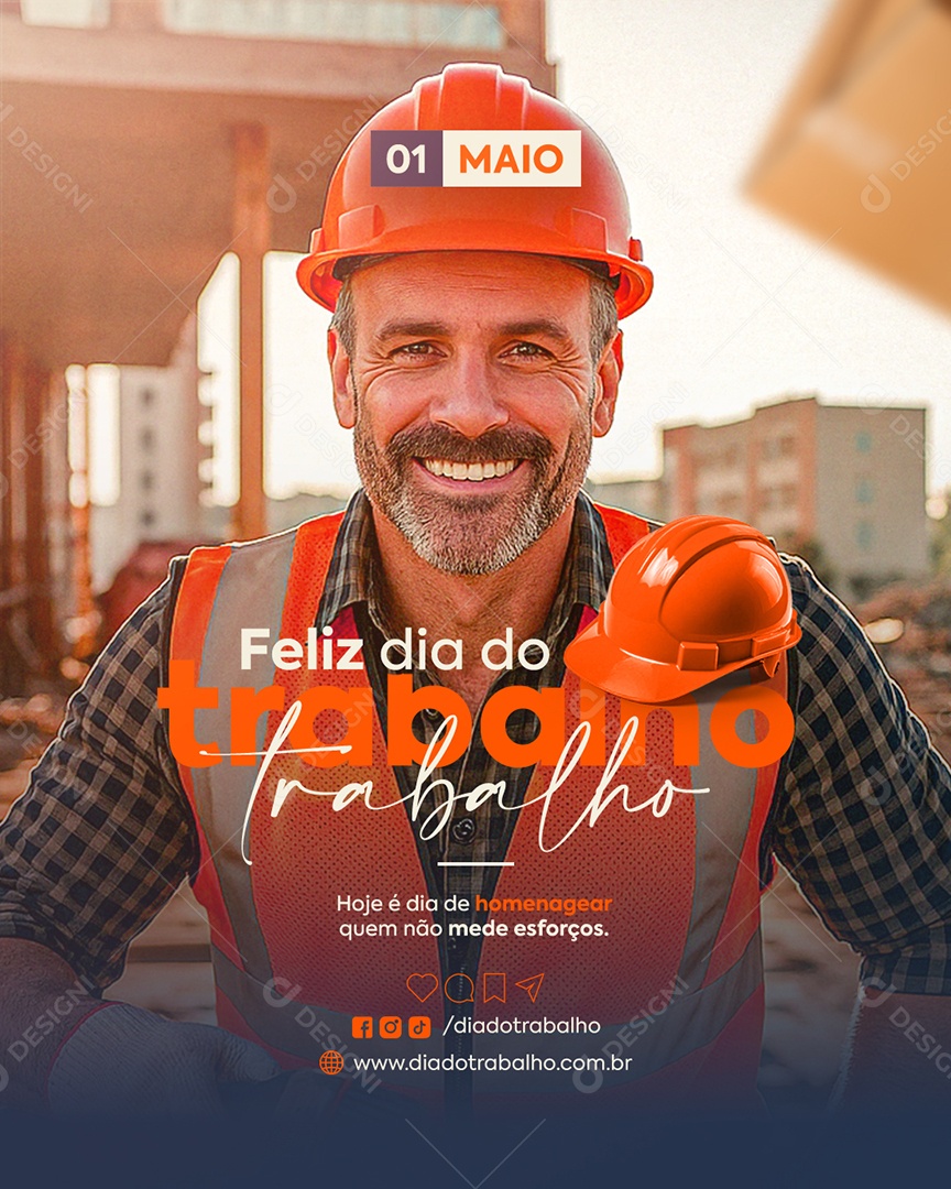 Feliz Dia Do Trabalhador 01 de Maio Social Media PSD Editável