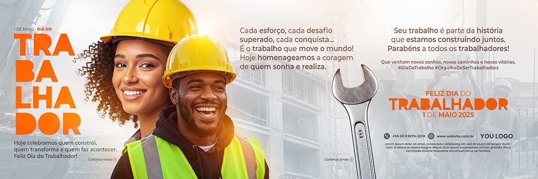 Banner Dia Do Trabalhador 01 de Maio Social Media PSD Editável