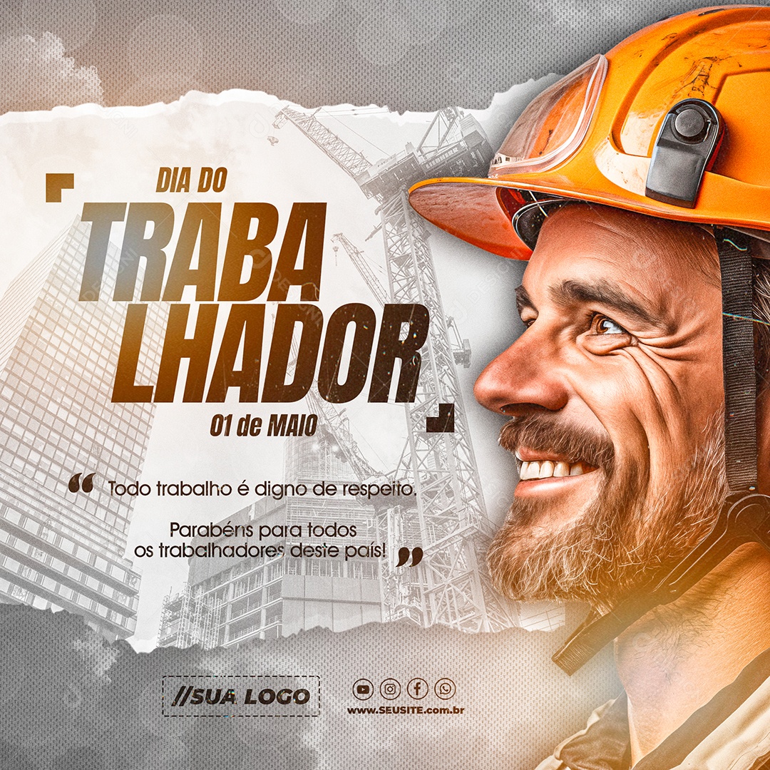 Dia Do Trabalhador 01 de Maio Social Media PSD Editável