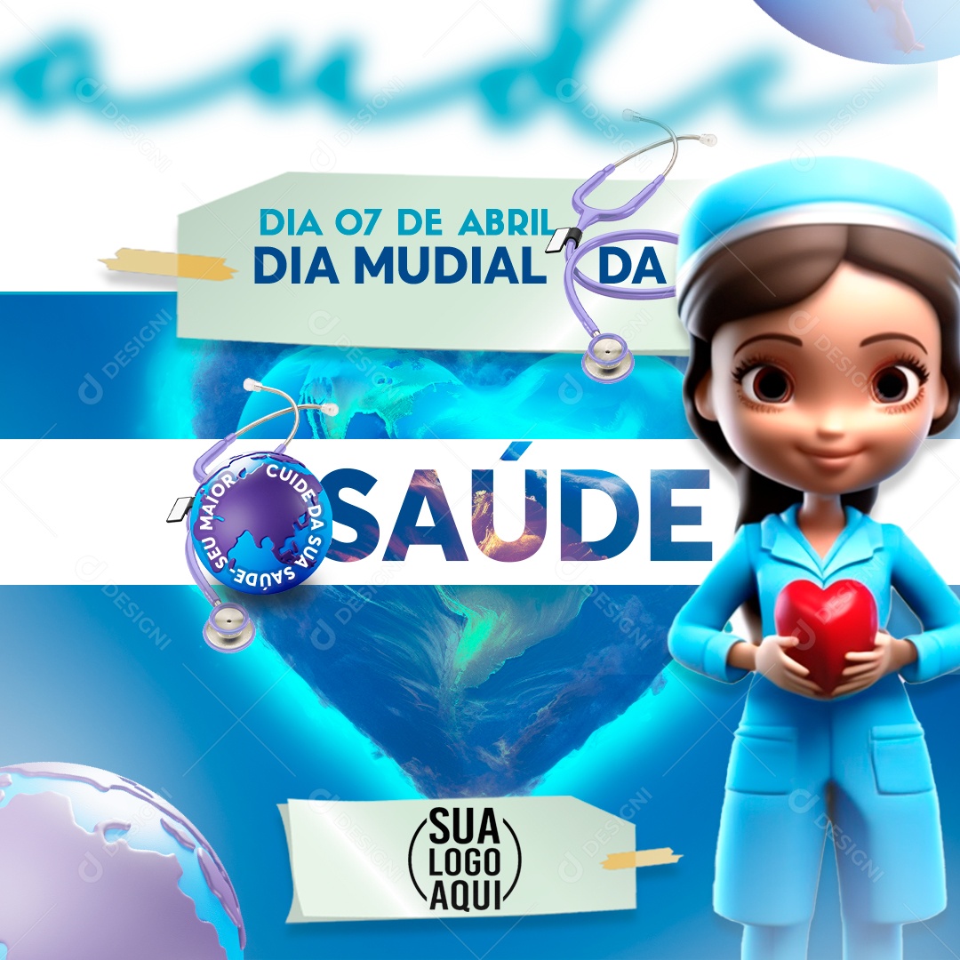 Dia Mundial da Saúde 07 de Abril Social Media PSD Editável