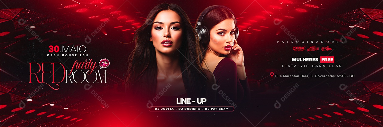 Carrossel Flyer Red Party Room Social Media PSD Editável