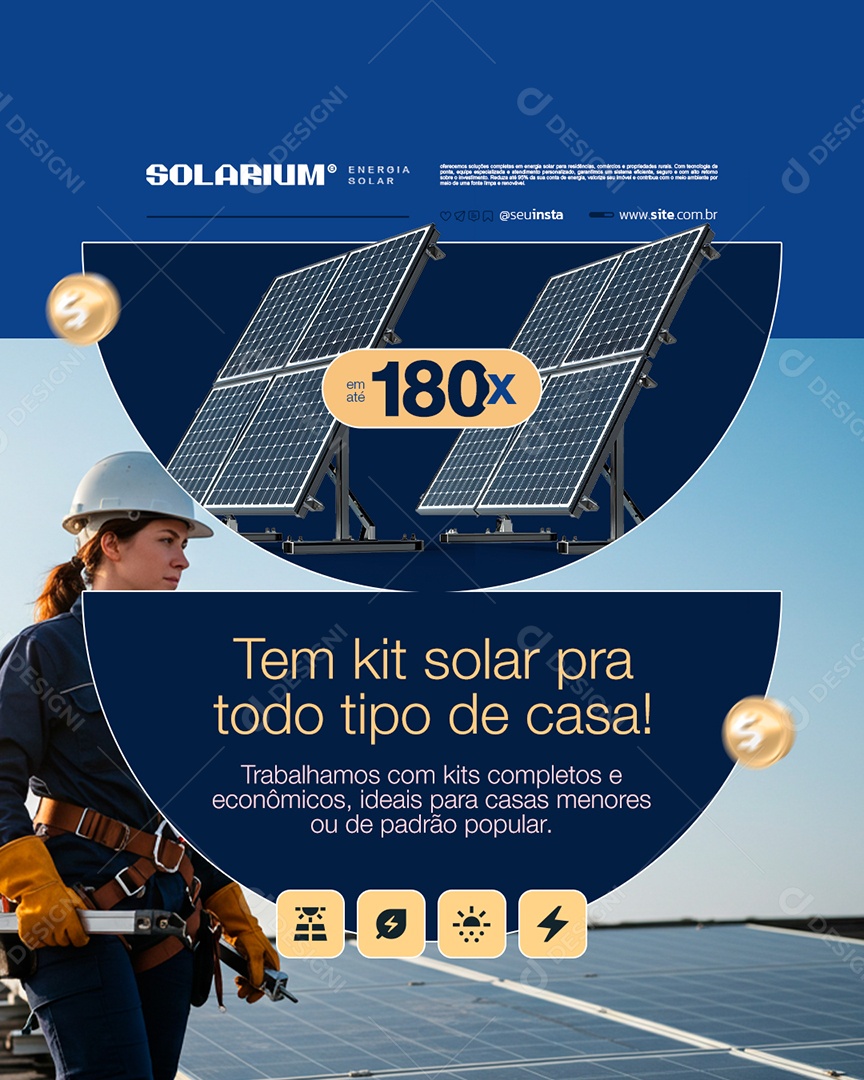 Energia Solar Tem Kit Solar pra Todo Tipo de Casa Social Media PSD Editável