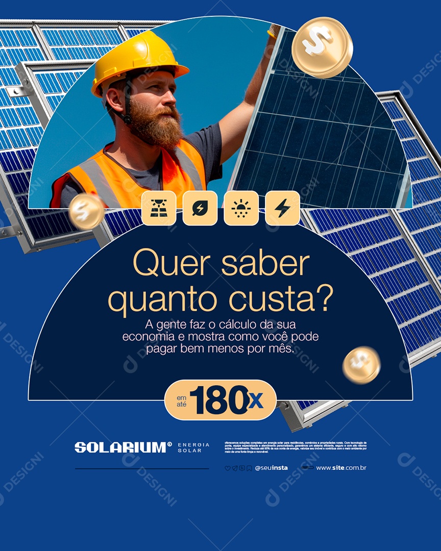 Energia Solar Quer Saber Quanto Custa Social Media PSD Editável