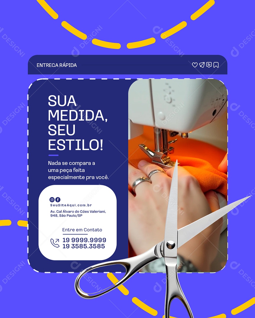 Costureira Sua Medida seu Estilo Social Media PSD Editável