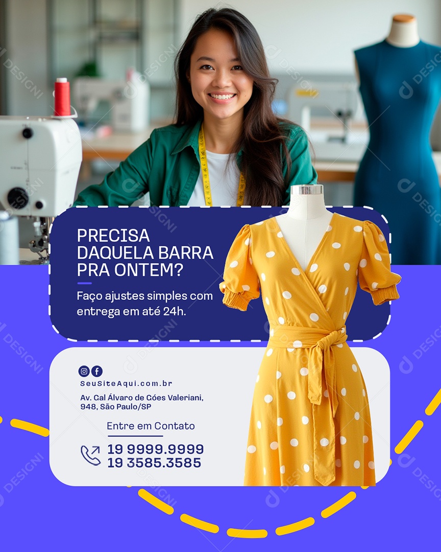 Costureira Precisa Daquela Barra Pra Ontem Social Media PSD Editável