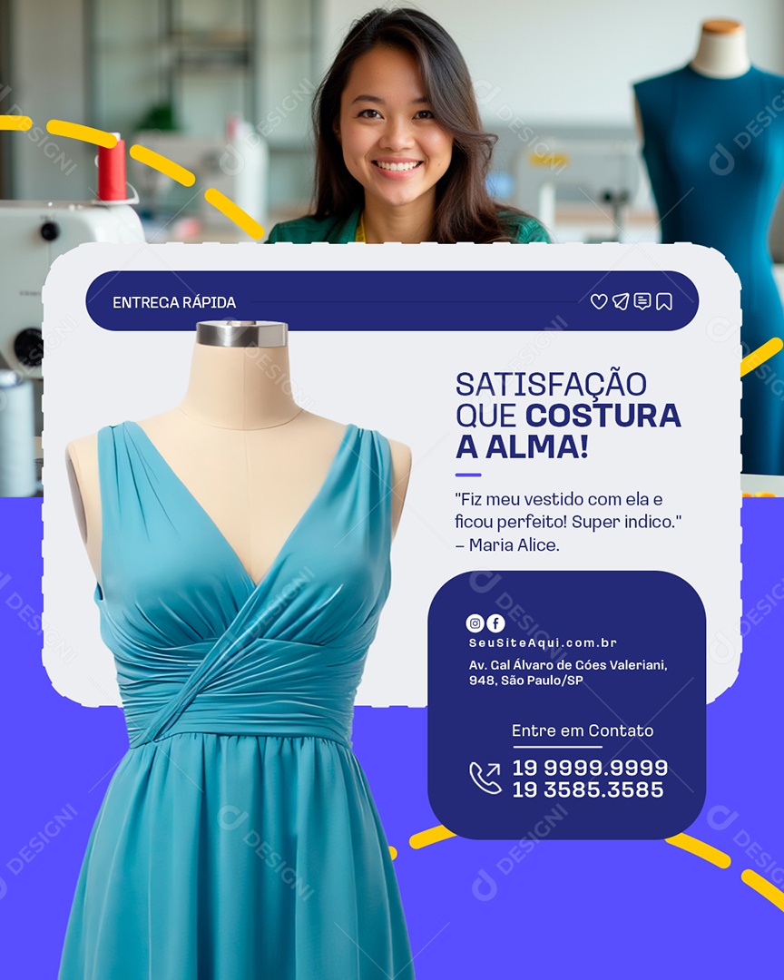 Costureira Satisfação Que Costura a Alma Social Media PSD Editável