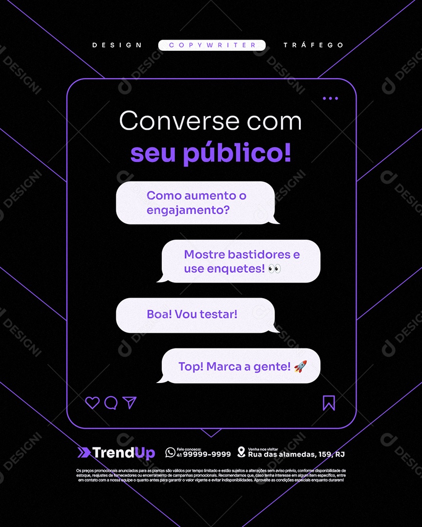 Marketing Digital Converse com Seu Público Social Media PSD Editável