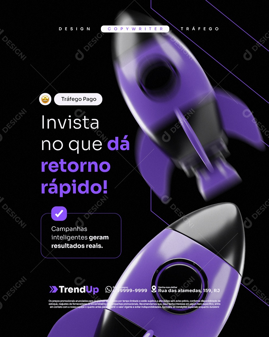 Marketing Digital Tráfego Pago Invista no Que Dá Retorno Rápido Social Media PSD Editável