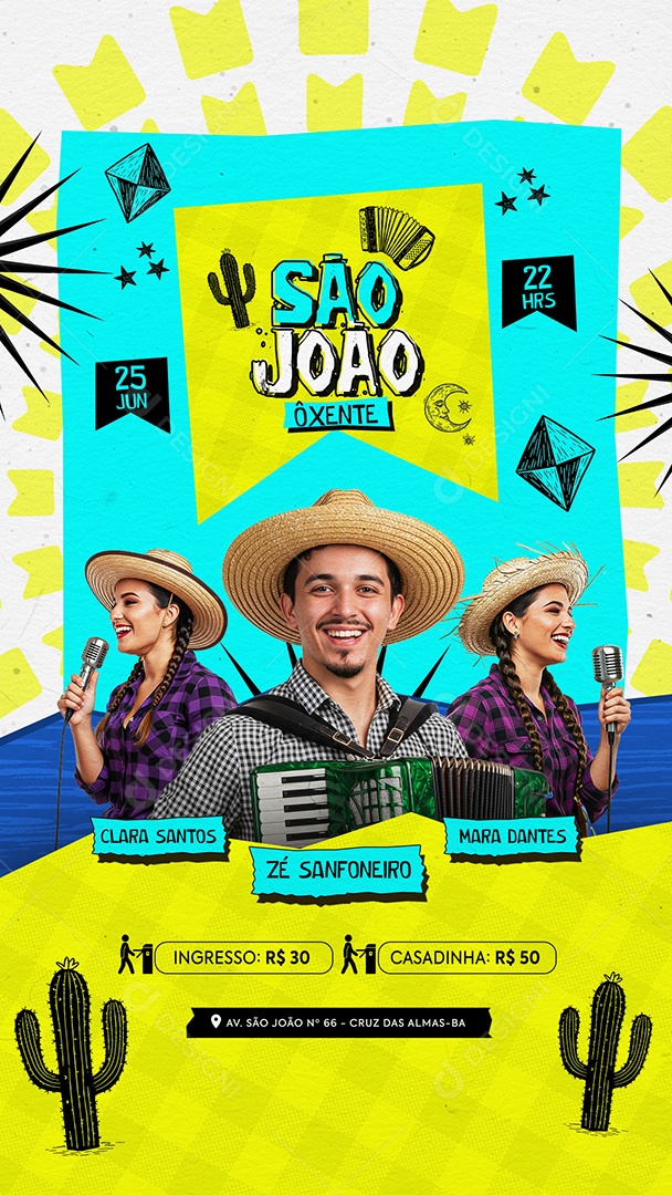 Flyer São João Ôxente Social Media Story PSD Editável