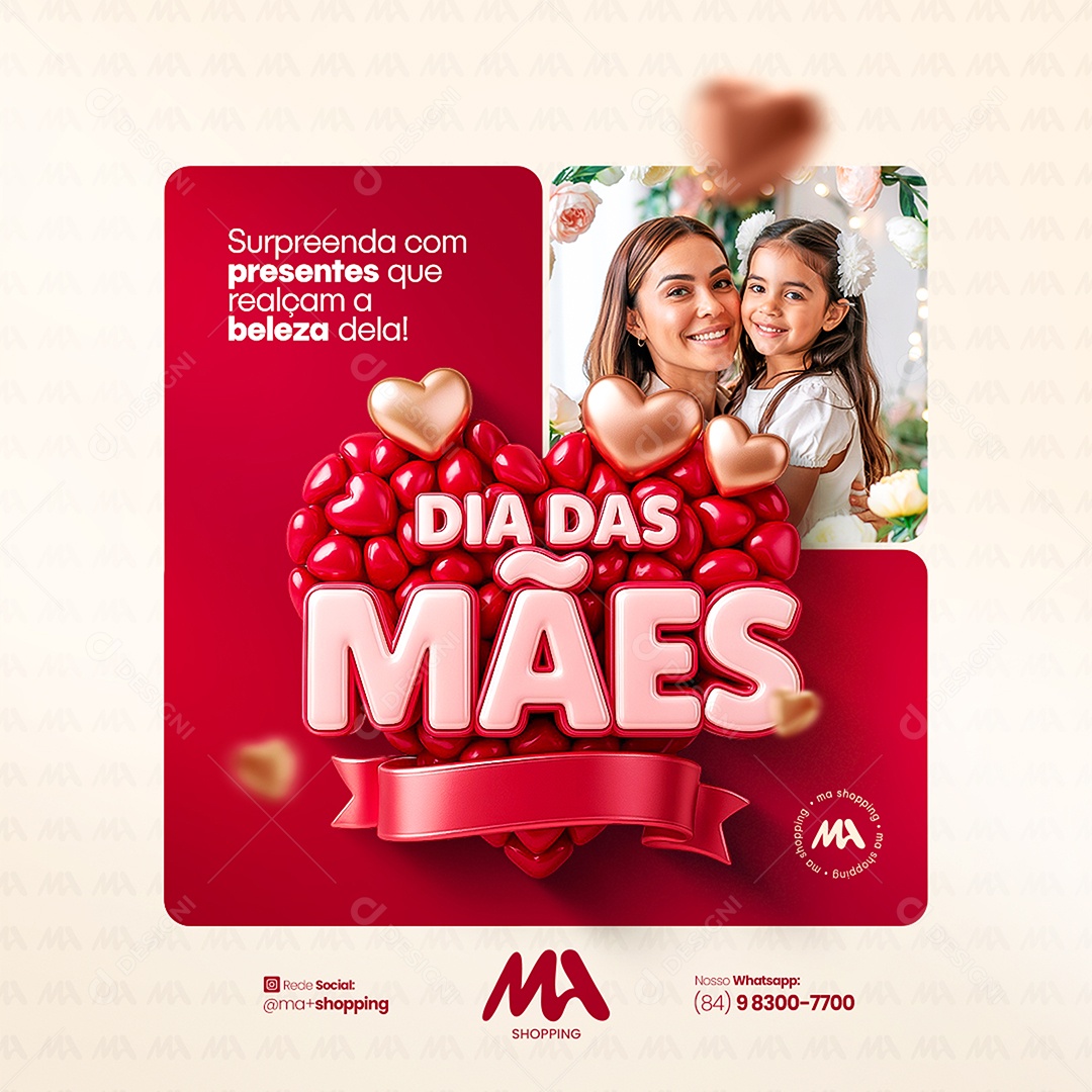 Dia Das Mães Surpreenda Com Presentes Social Media PSD Editável
