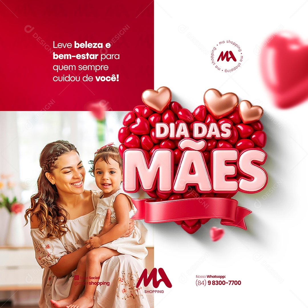 Dia Das Mães Leve Beleza e Bem Estar Para Quem Sempre Cuidou de Você Social Media PSD Editável