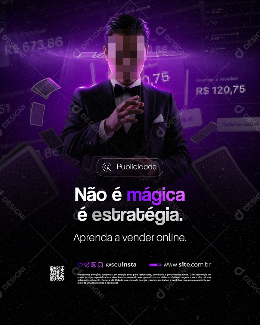 Marketing Digital Não é Mágica é Estratégia Social Media PSD Editável