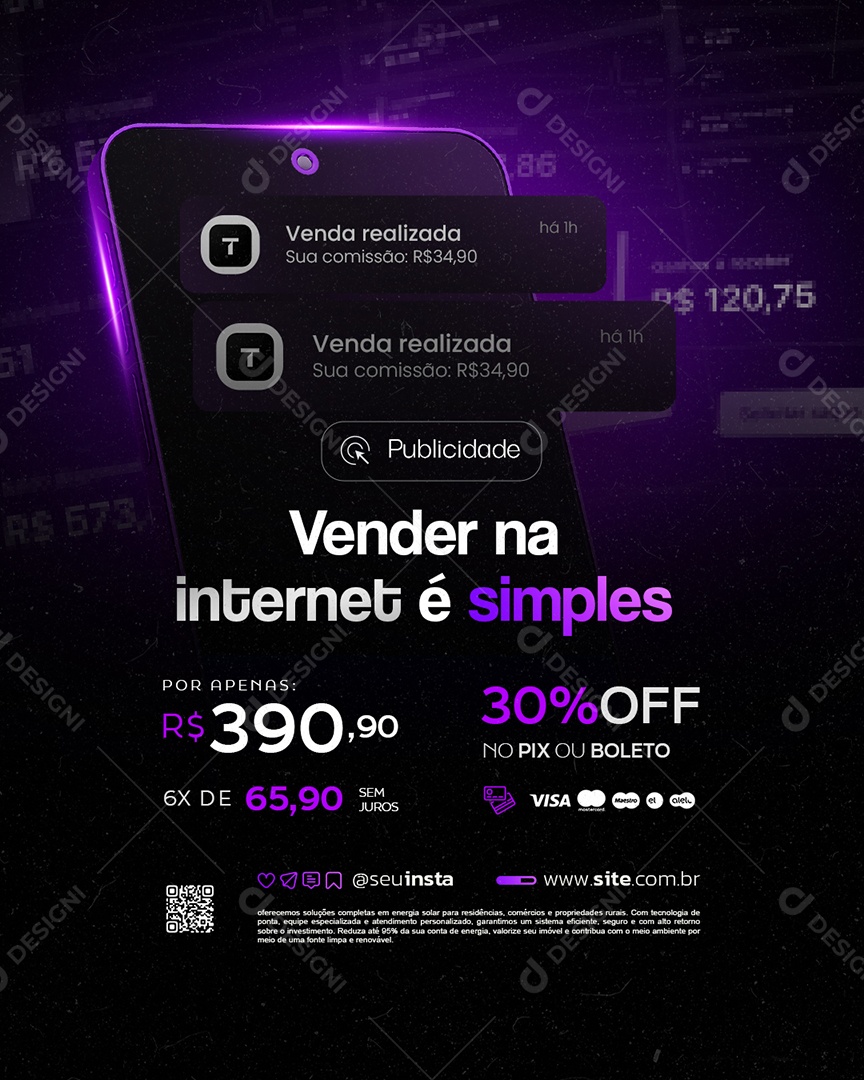 Marketing Digital Vender na Internet é Simples Social Media PSD Editável