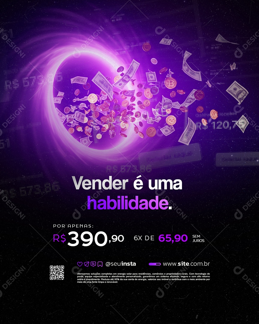 Marketing Digital Vender é Uma Habilidade Social Media PSD Editável