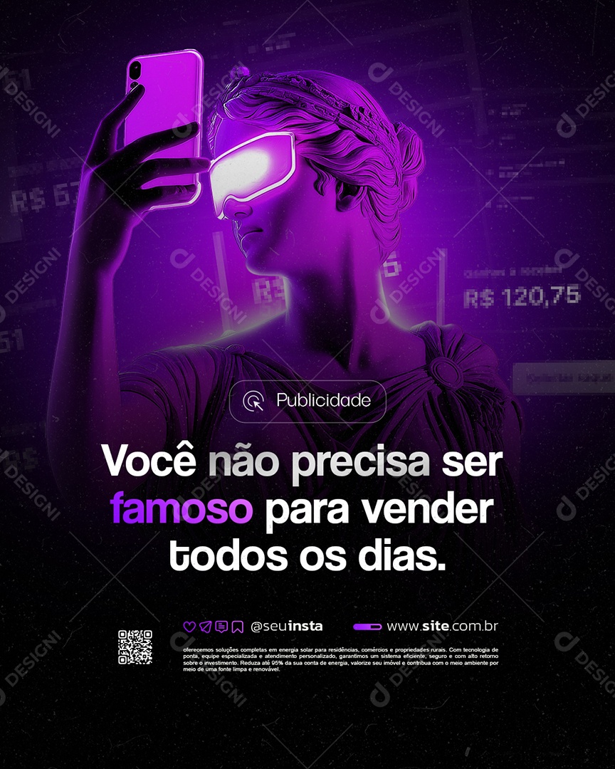 Marketing Digital Você Não Precisa Ser Famoso Social Media PSD Editável