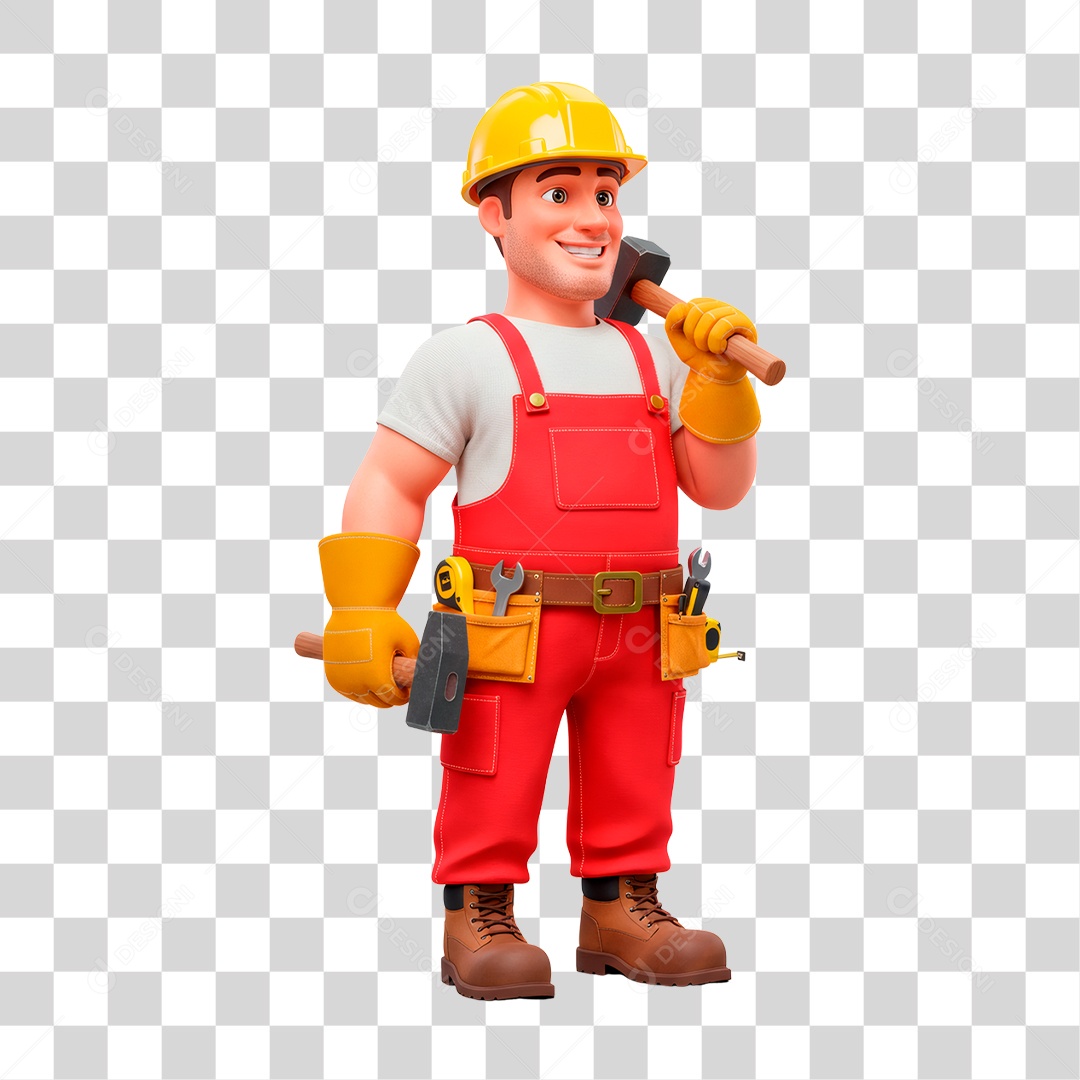 Personagem Pedreiro PNG Transparente