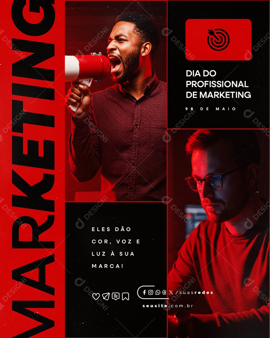 Dia do Profissional de Marketing 08 de Maio Social Media PSD Editável