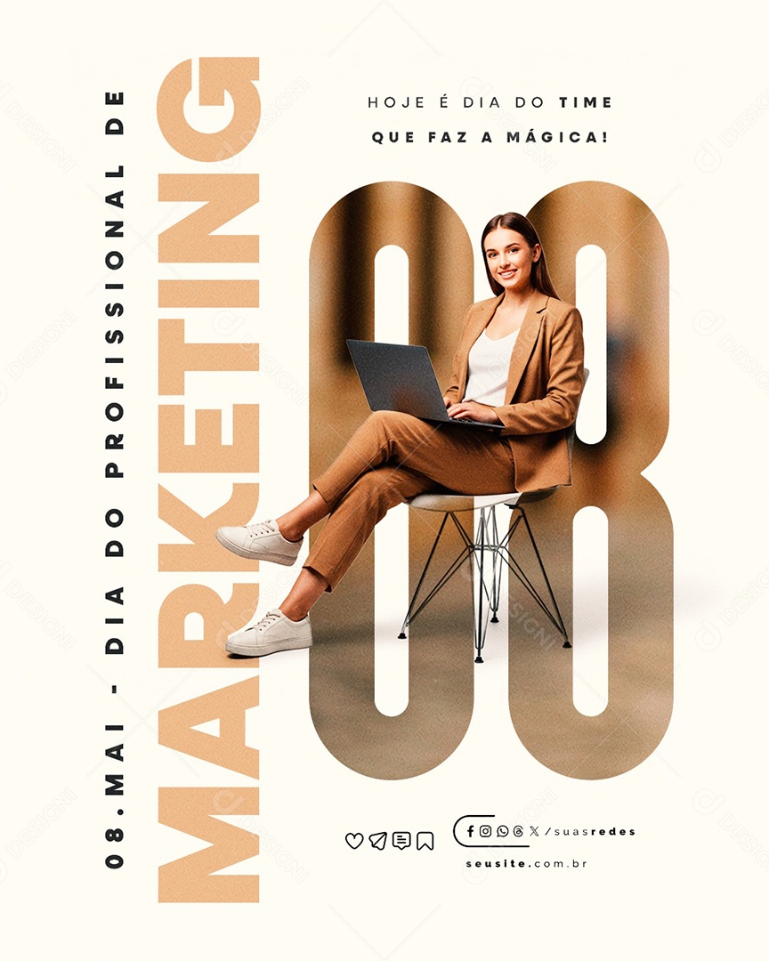 Dia do Profissional de Marketing 08 de Maio Social Media PSD Editável
