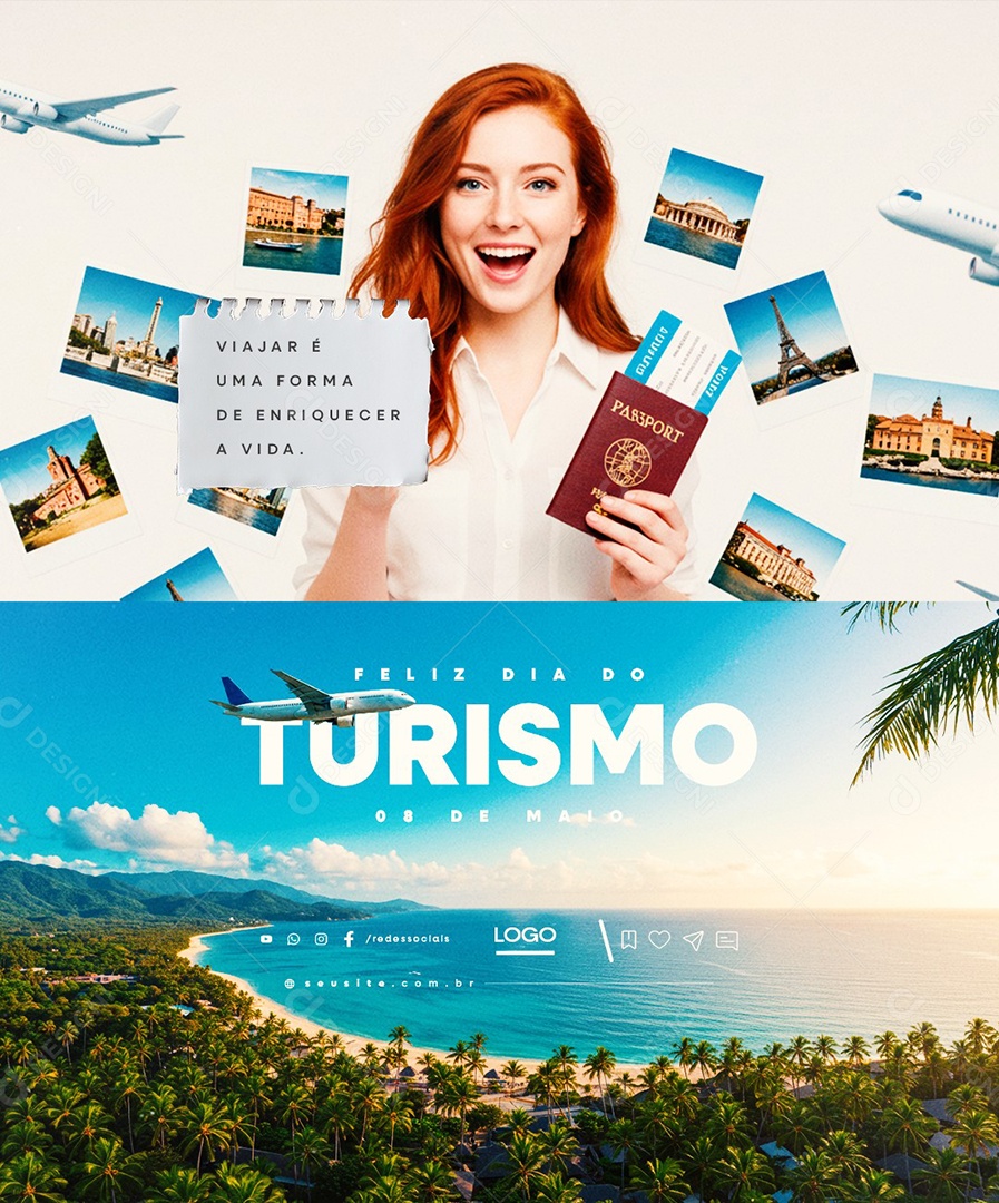 Feliz Dia do Turismo 08 de Maio Social Media PSD Editável