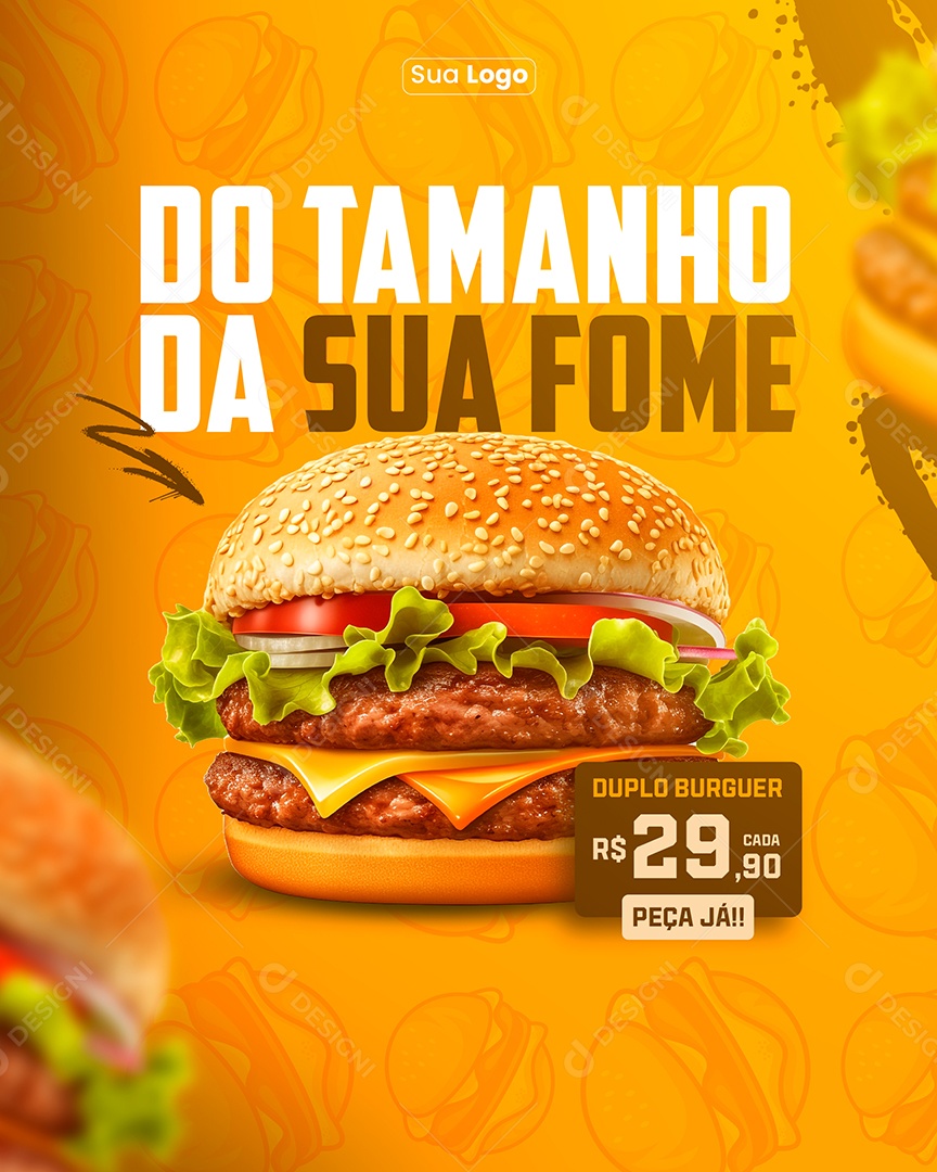 Hamburgueria DoTamanho da Sua Fome Social Media PSD Editável