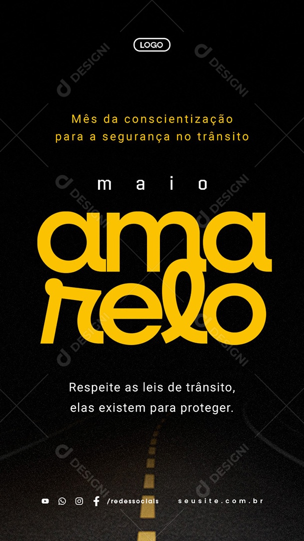 Story Maio Amarelo Respeite as Leis de Trânsito Social Media PSD Editável