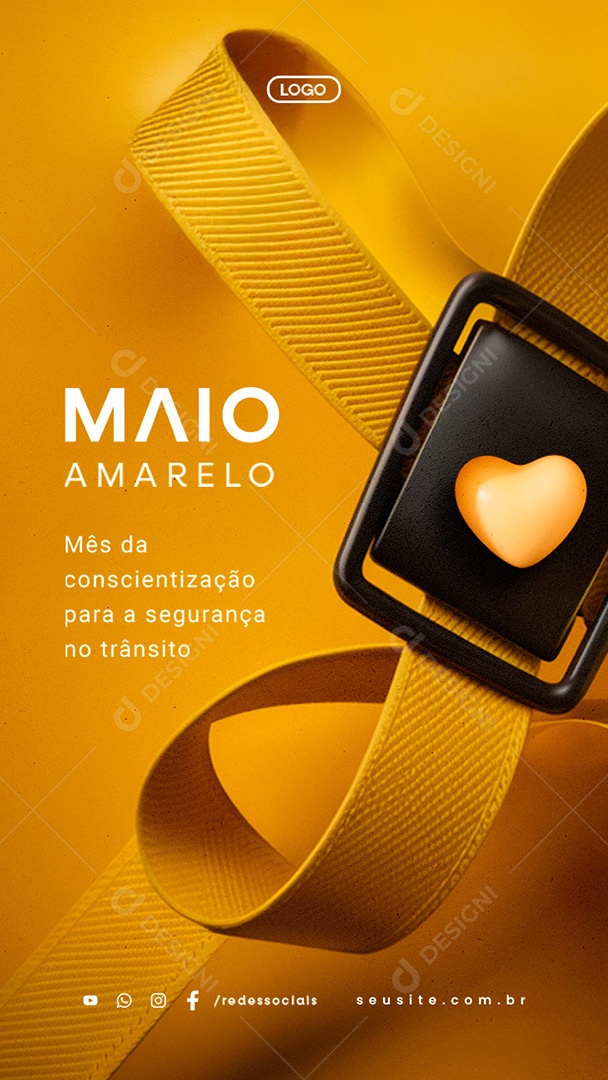 Story Maio Amarelo Mês da Conscientização Para a Segurança no Trânsito Social Media PSD Editável